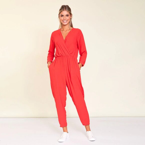 The Casual Company Morgan Jumpsuit Red XL Made in Italy - Picture 1 of 14